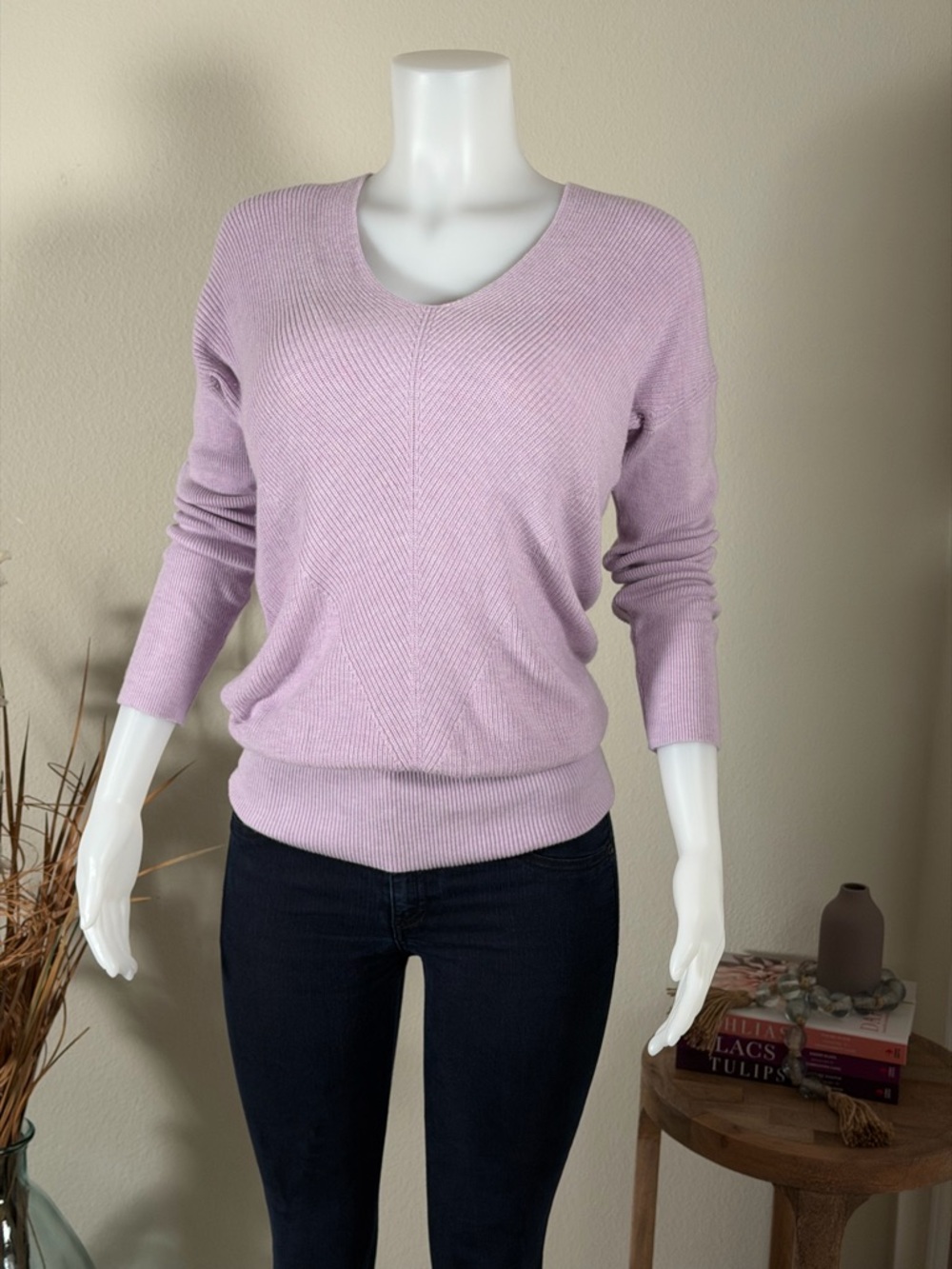WH BM Lavender Scoop Neck Lightweight Sweater - Picture 6 of 8